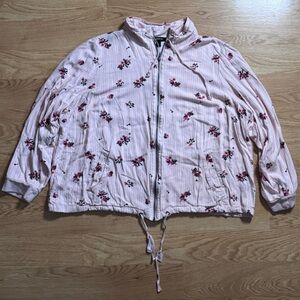 Torrid Pink Floral Light Weight Zip Up Size 3